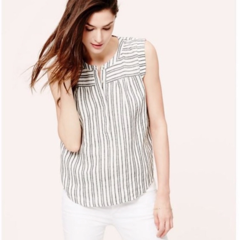 2 for $15 | LOFT | Linen Gray-Blue Striped Top